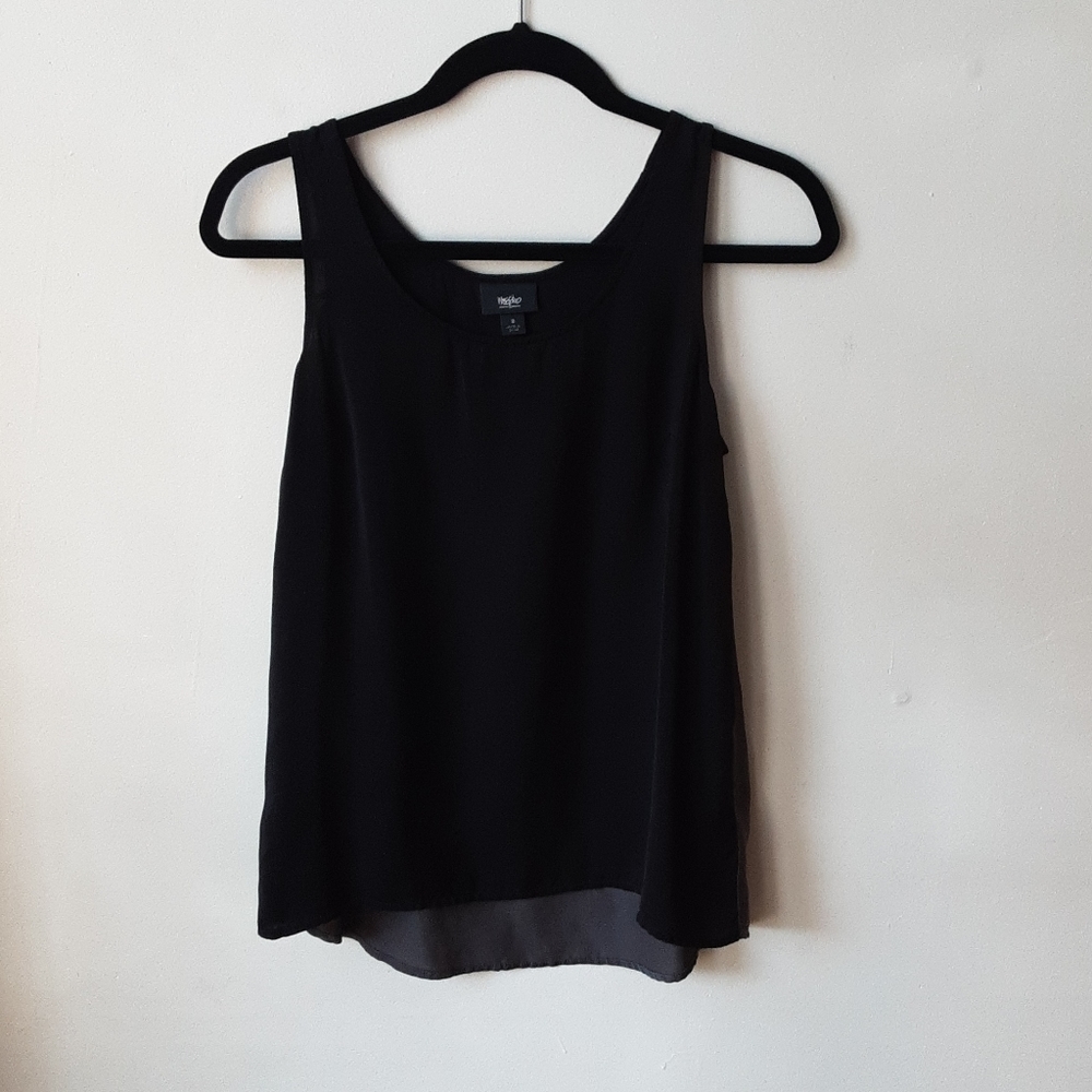 Mossimo Black and Gray Mixed Media Tank Size S